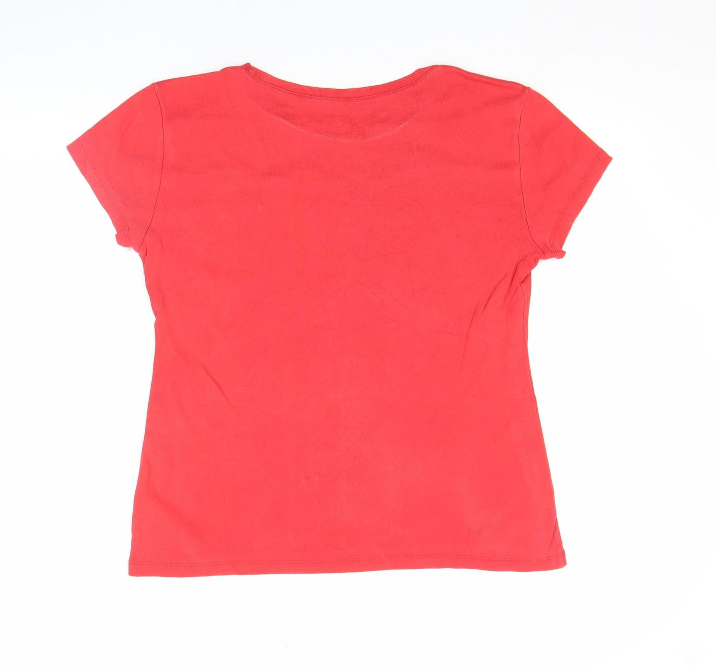Womens UK Size S Tommy Hilfiger Red Basic T-Shirt