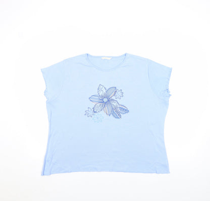 Womens UK Size 22 Marks and Spencer Blue Basic T-Shirt