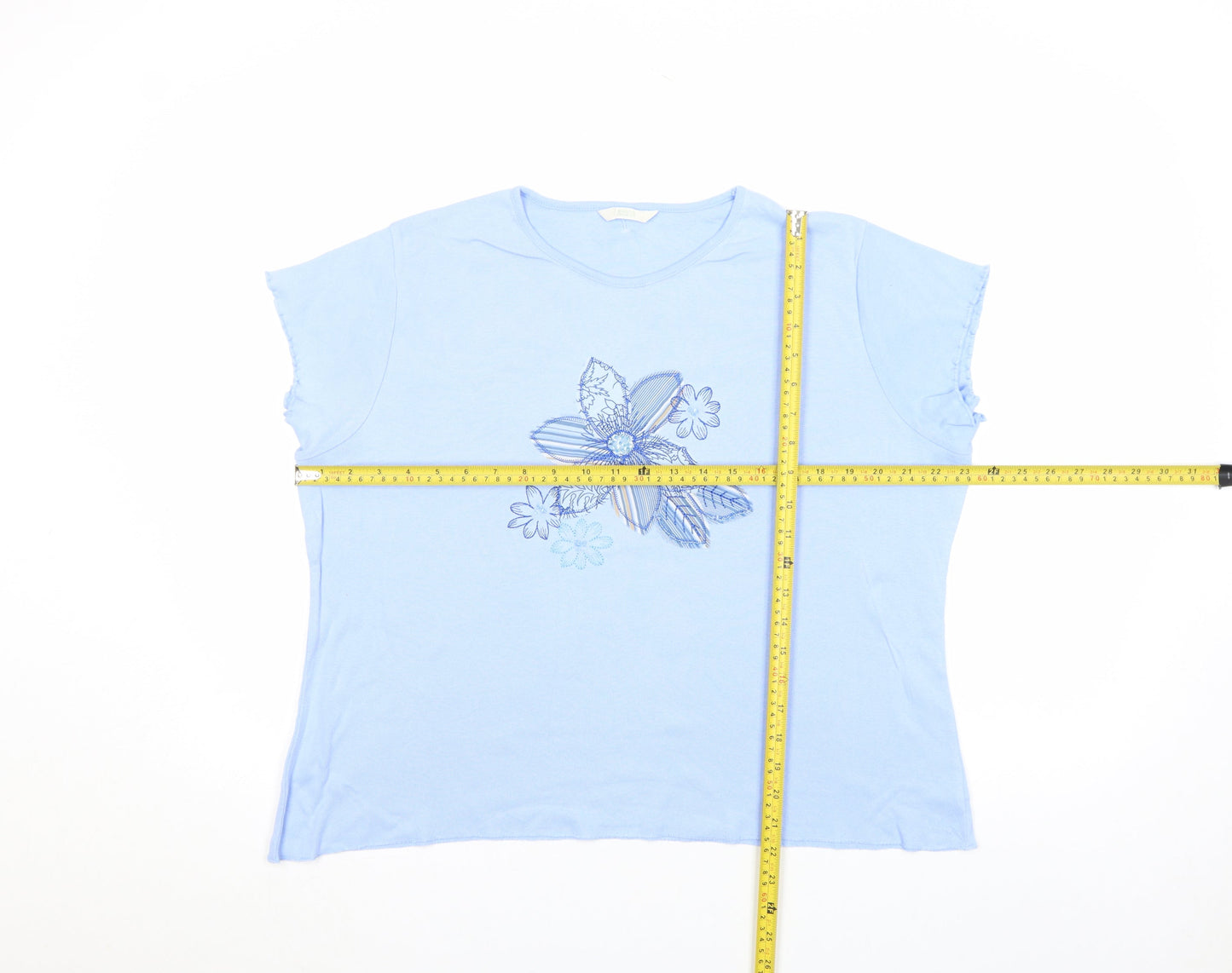 Womens UK Size 22 Marks and Spencer Blue Basic T-Shirt