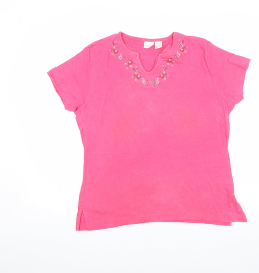 Womens UK Size XL Cherokee Pink Basic T-Shirt