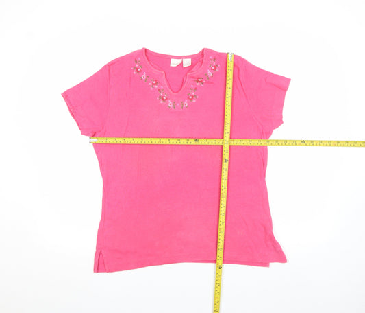Womens UK Size XL Cherokee Pink Basic T-Shirt