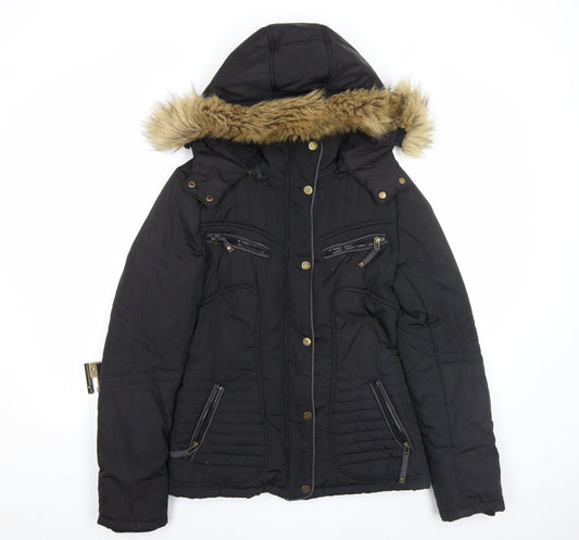 Womens UK Size S Jump & Fish Black Puffer Jacket