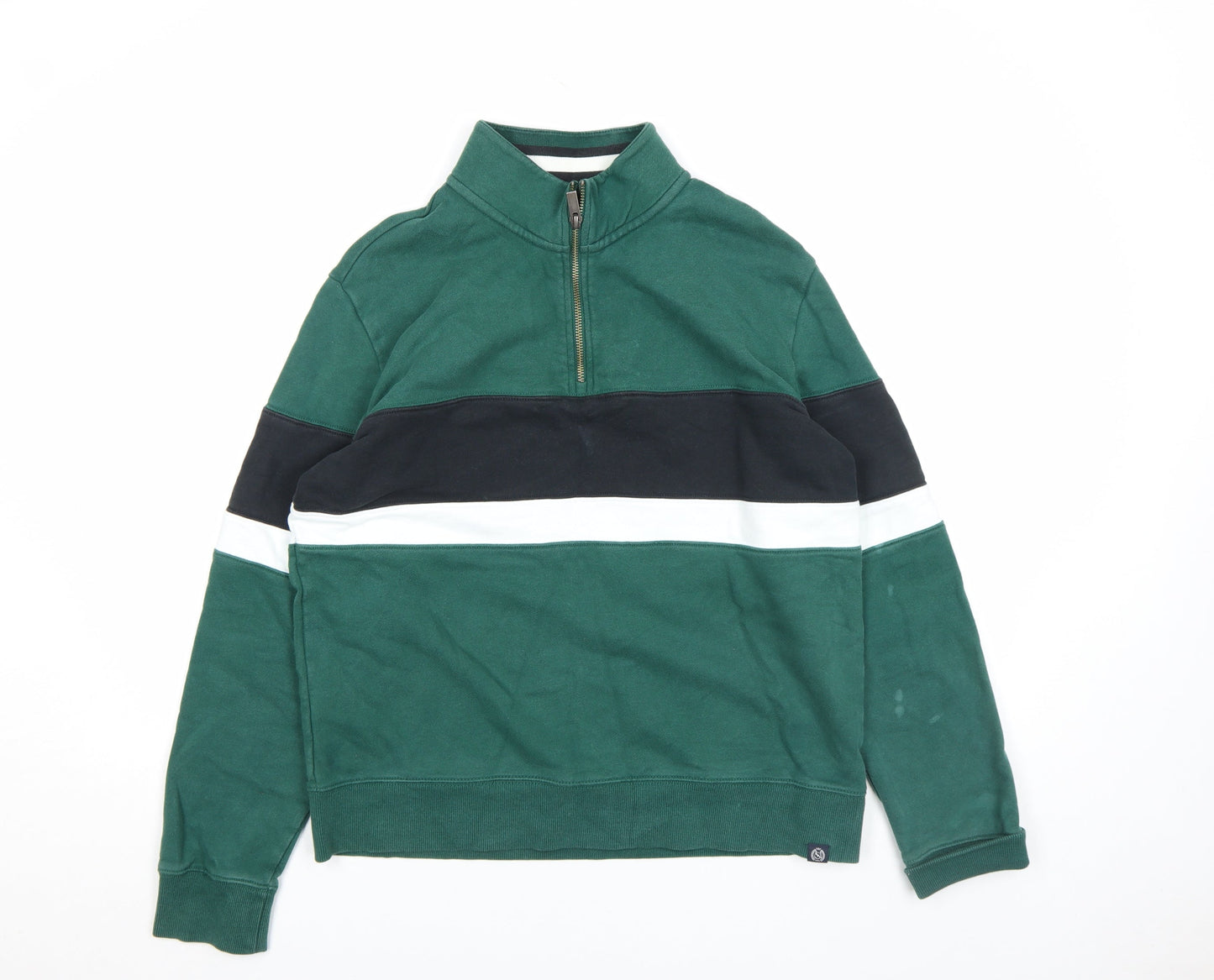Mens UK Size M Marks and Spencer Green 1/2 Zip Sweatshirt