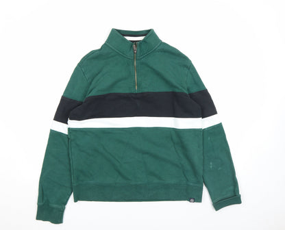 Mens UK Size M Marks and Spencer Green 1/2 Zip Sweatshirt