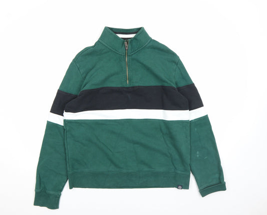 Mens UK Size M Marks and Spencer Green 1/2 Zip Sweatshirt