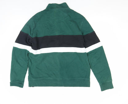 Mens UK Size M Marks and Spencer Green 1/2 Zip Sweatshirt