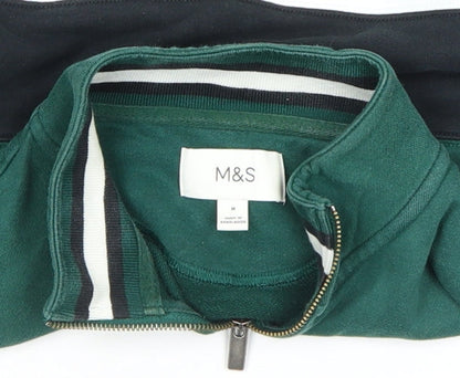 Mens UK Size M Marks and Spencer Green 1/2 Zip Sweatshirt