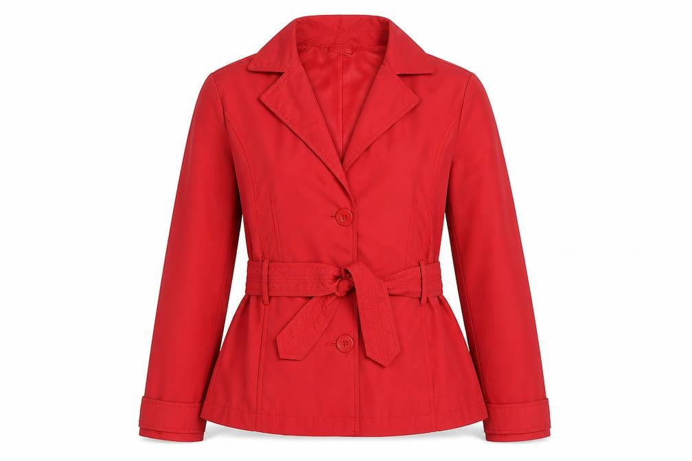 St. Bernard Women Red Belted Trench Jacket Size 12