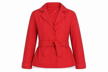 St. Bernard Women Red Belted Trench Jacket Size 12