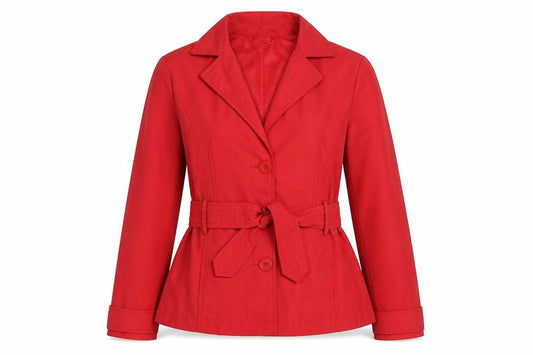 St. Bernard Women Red Belted Trench Jacket Size 12