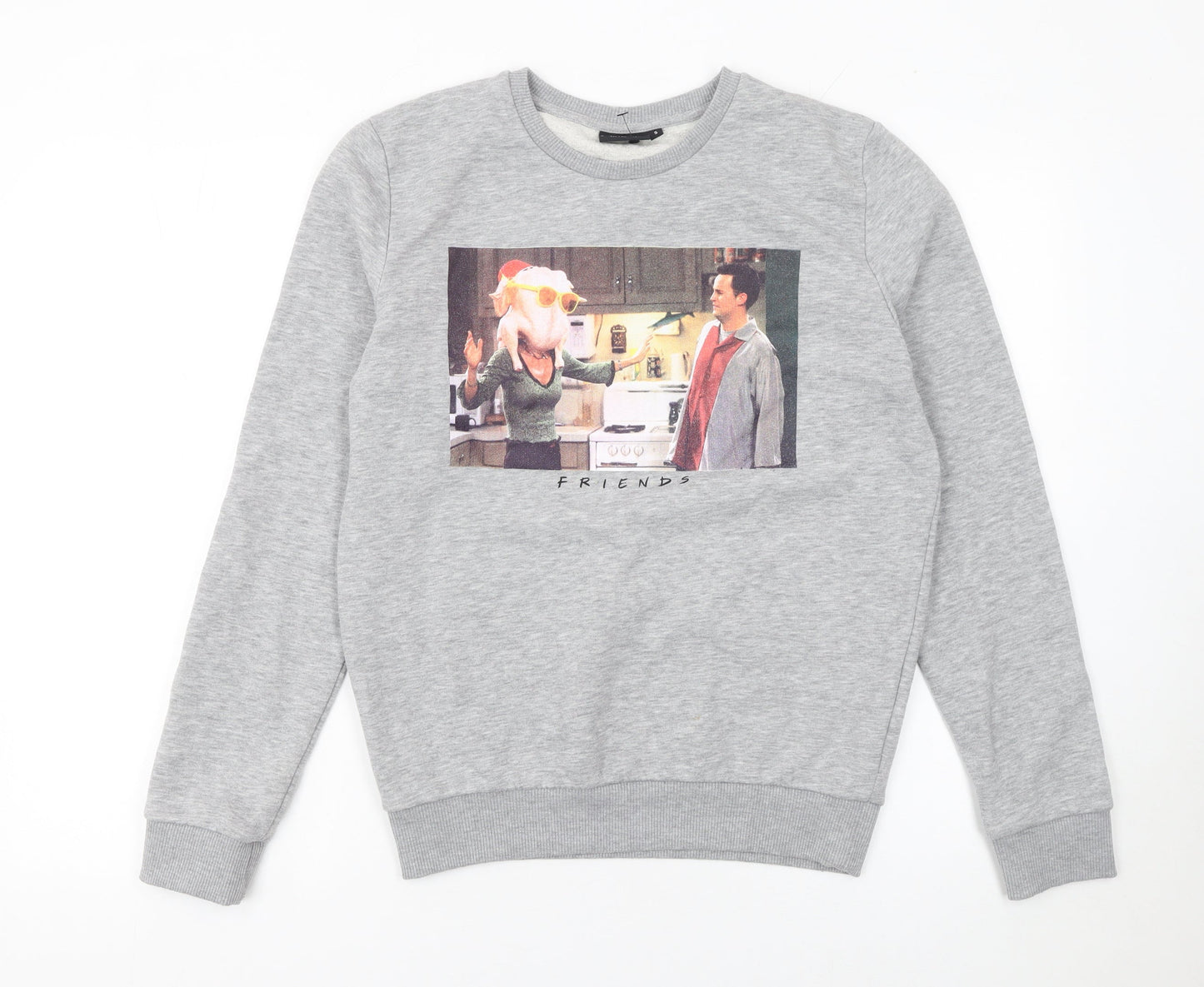 Womens UK Size S Friends The TV Series Grey Pullover Sweatshirt