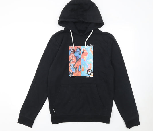 Mens UK Size S Saint + Sinner Black Pullover Hoodie
