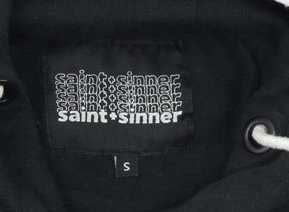 Mens UK Size S Saint + Sinner Black Pullover Hoodie