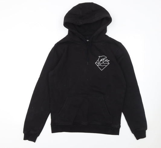 Mens UK Size S Pink Dolphin Black Pullover Hoodie