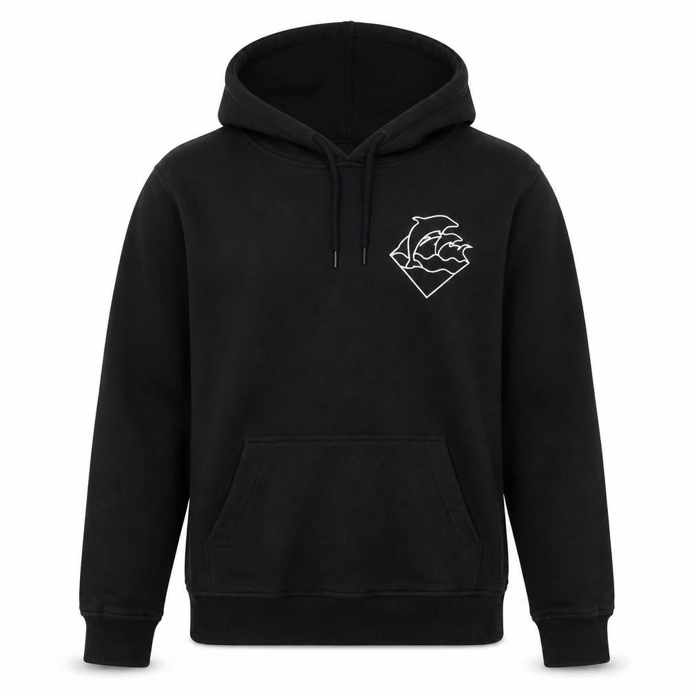 Mens UK Size S Pink Dolphin Black Pullover Hoodie