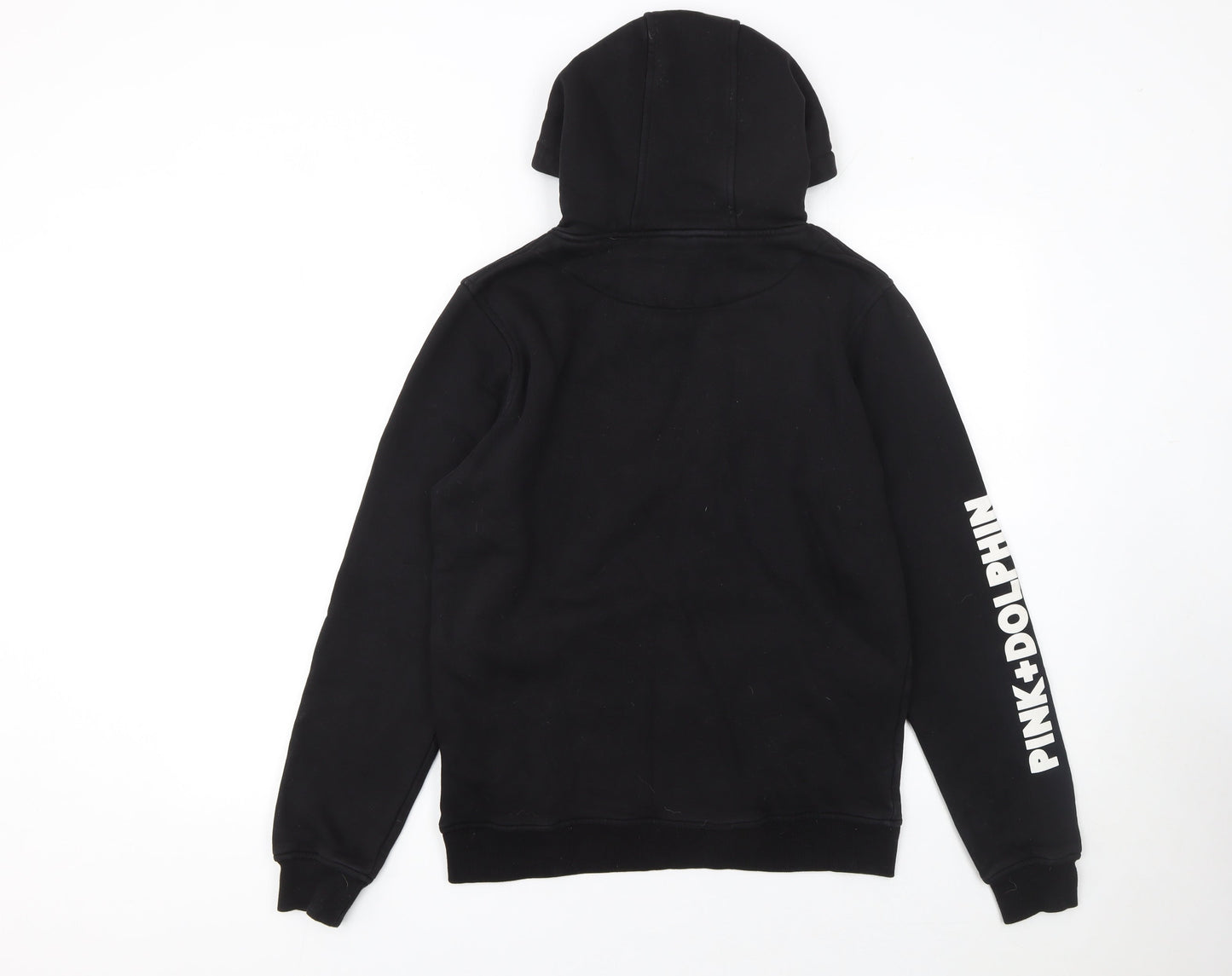 Mens UK Size S Pink Dolphin Black Pullover Hoodie