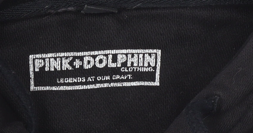 Mens UK Size S Pink Dolphin Black Pullover Hoodie