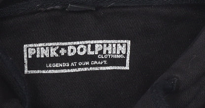 Mens UK Size S Pink Dolphin Black Pullover Hoodie