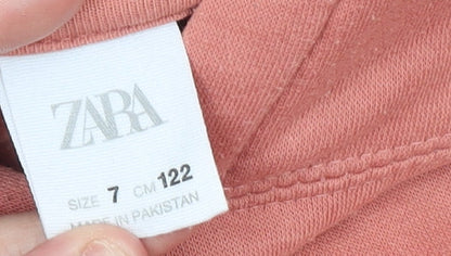 Girls UK Size 7 Years Zara Pink Pullover Hoodie