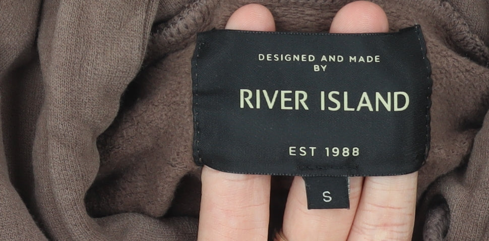Mens UK Size S River Island Brown Pullover Hoodie