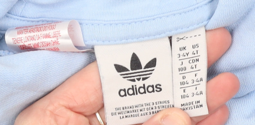 Girls UK Size 3-4 Years adidas Blue Pullover Hoodie