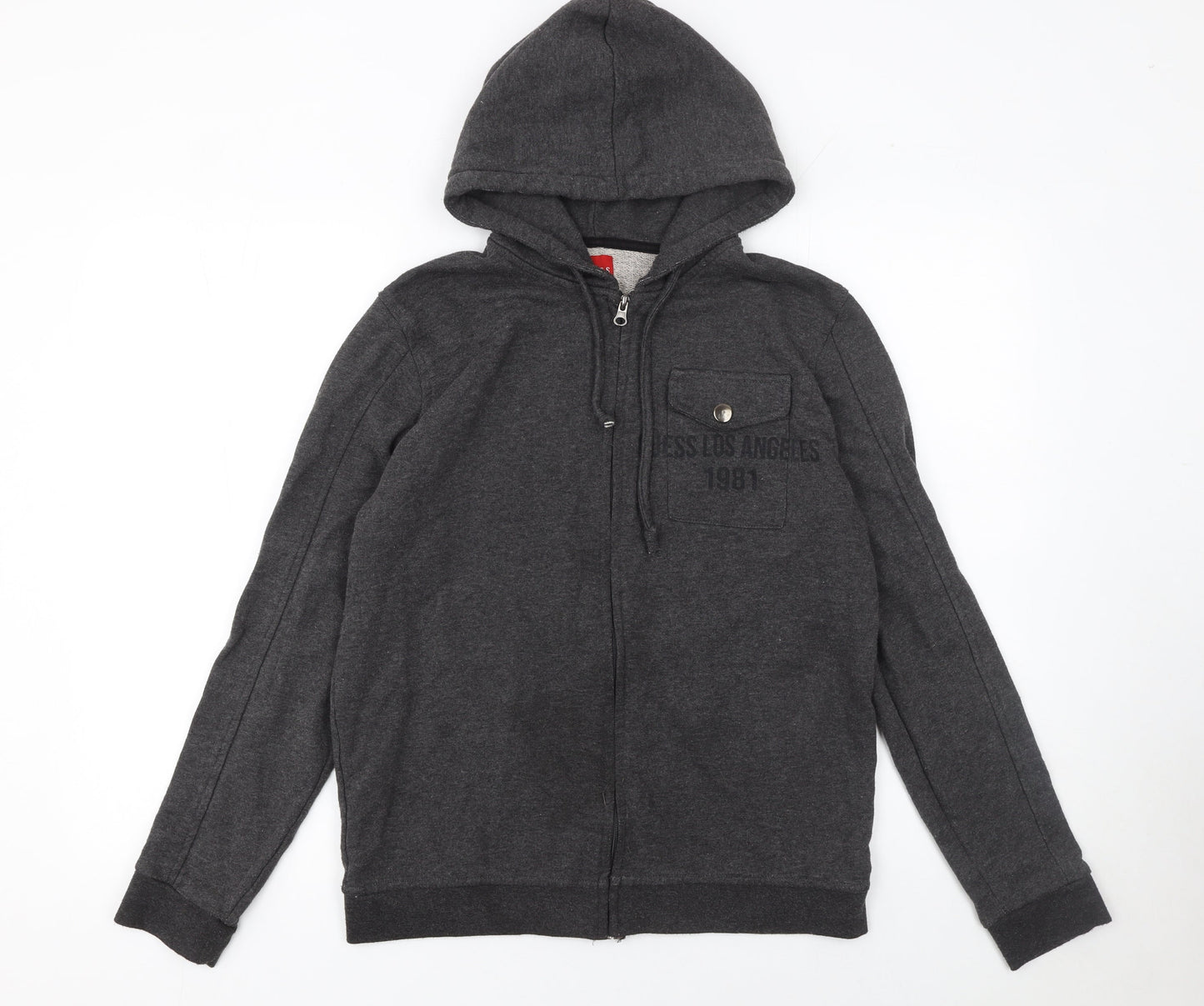 Mens UK Size L GUESS Grey Full Zip Hoodie