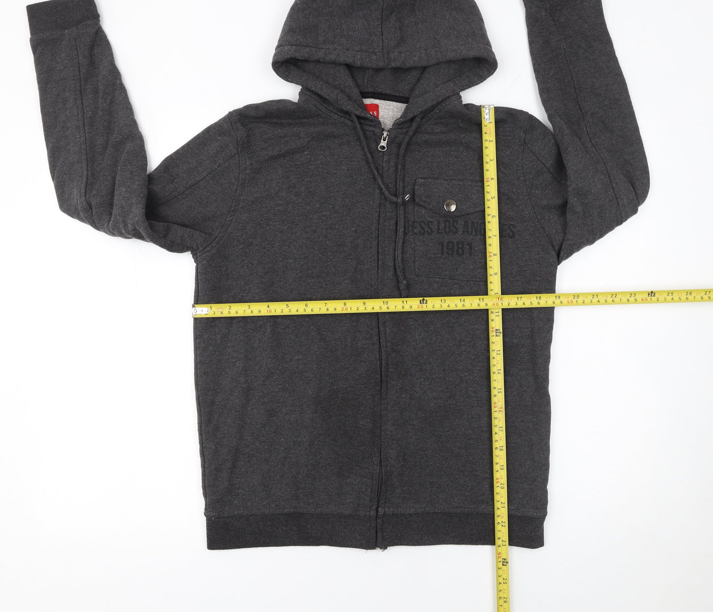 Mens UK Size L GUESS Grey Full Zip Hoodie