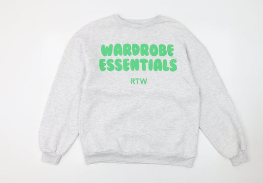 Womens UK Size L Boohoo Grey Pullover Sweatshirt