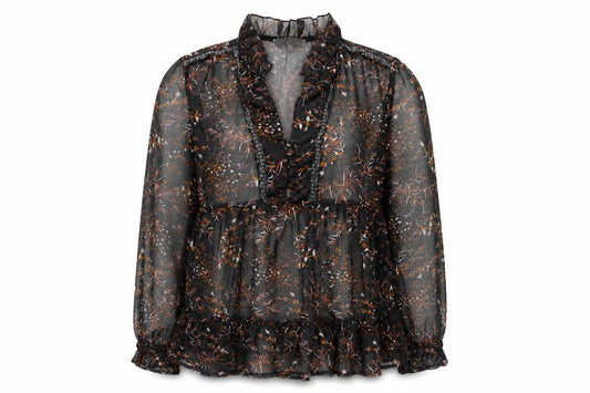 Womens UK Size 10 Cream Black Tunic Blouse