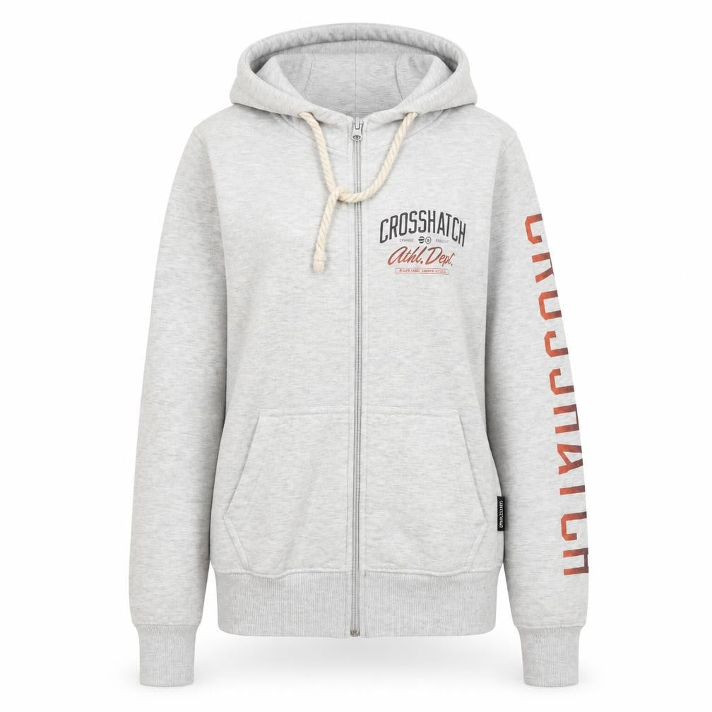 Womens UK Size XS Crosshatch Grey Full Zip Hoodie