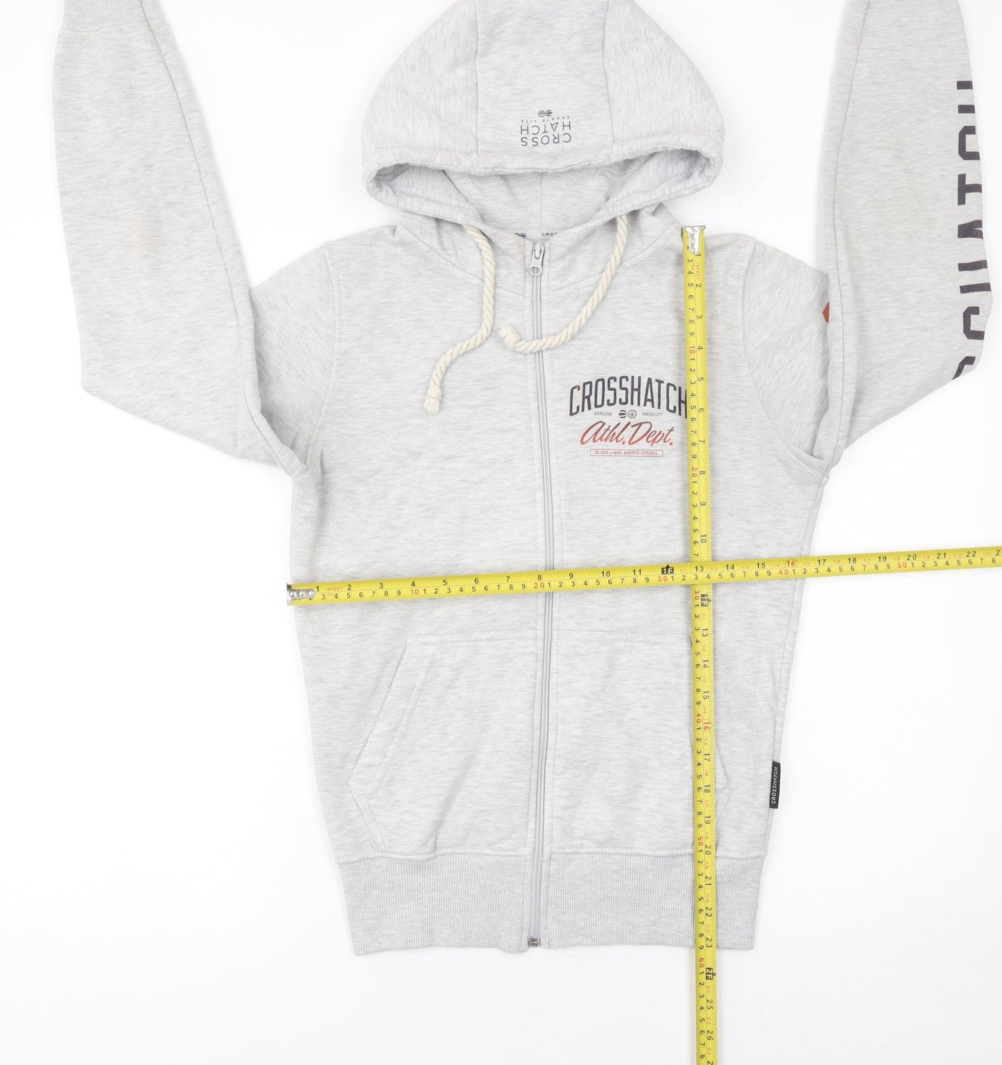 Womens UK Size XS Crosshatch Grey Full Zip Hoodie