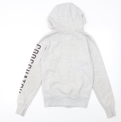 Womens UK Size XS Crosshatch Grey Full Zip Hoodie