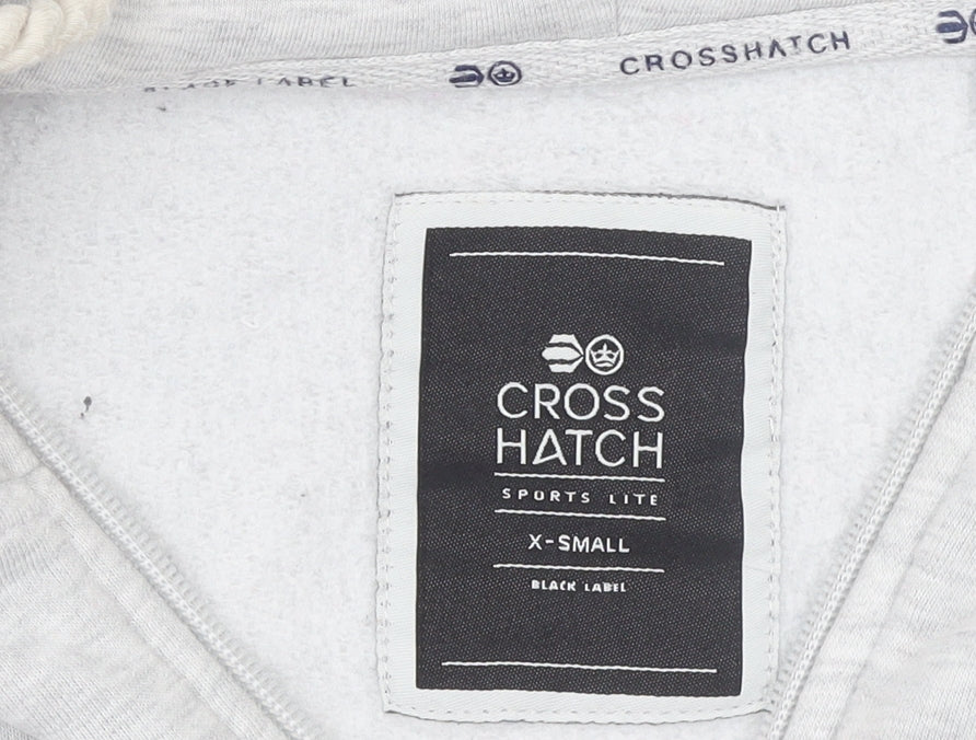Womens UK Size XS Crosshatch Grey Full Zip Hoodie