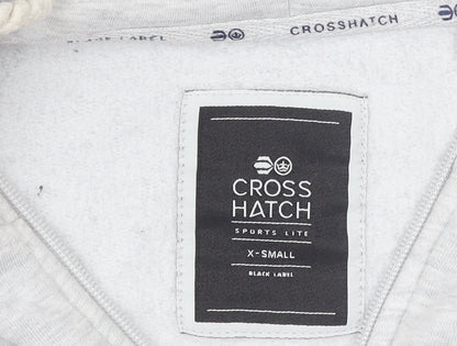 Womens UK Size XS Crosshatch Grey Full Zip Hoodie