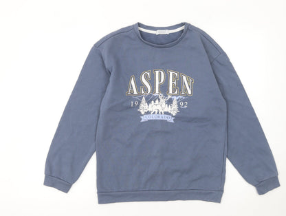 Primark Girls Blue Aspen Colorado Graphic Pullover Sweatshirt 12-13 Years