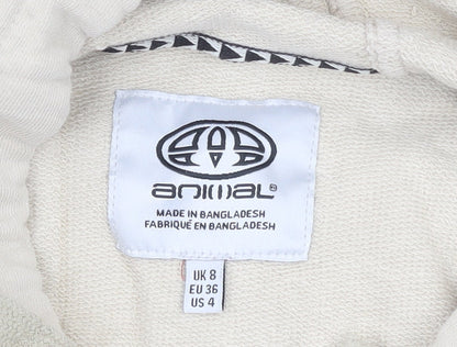 Womens UK Size 8 Animal Beige Pullover Hoodie
