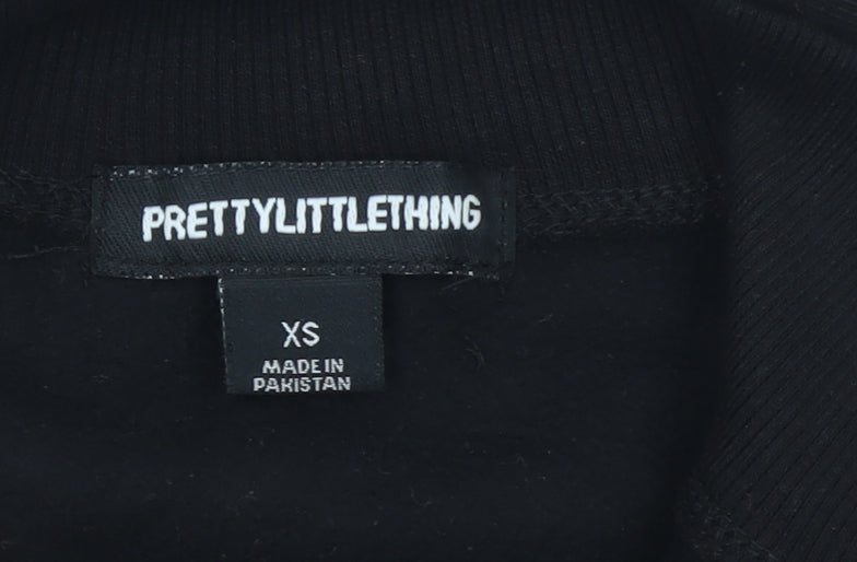 Womens UK Size XS PRETTYLITTLETHING Black Full Zip Sweatshirt