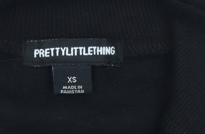 Womens UK Size XS PRETTYLITTLETHING Black Full Zip Sweatshirt