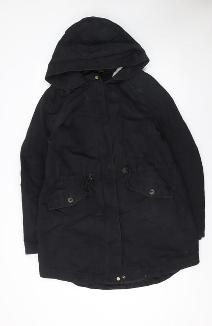 Womens UK Size 14 H&M Black Parka Coat