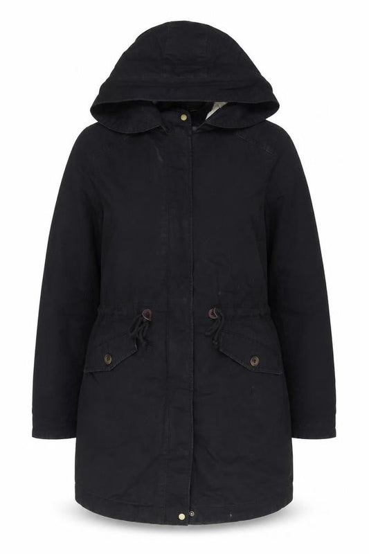 Womens UK Size 14 H&M Black Parka Coat