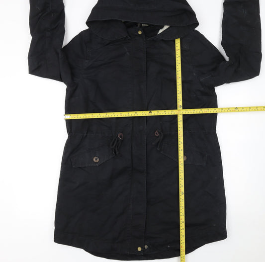 Womens UK Size 14 H&M Black Parka Coat