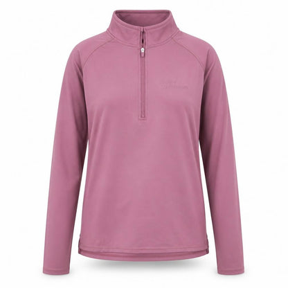 Front view of Dunnes girls’ purple 1/4 zip active sweatshirt top 14 years lightweight