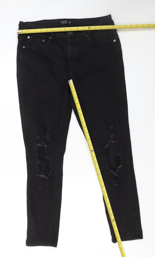 Mens UK Size 34 boohooMAN Slim Fit Skinny Black Jeans