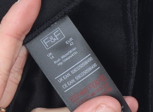 Womens UK Size 14 F&F One-Piece Black Bodysuit