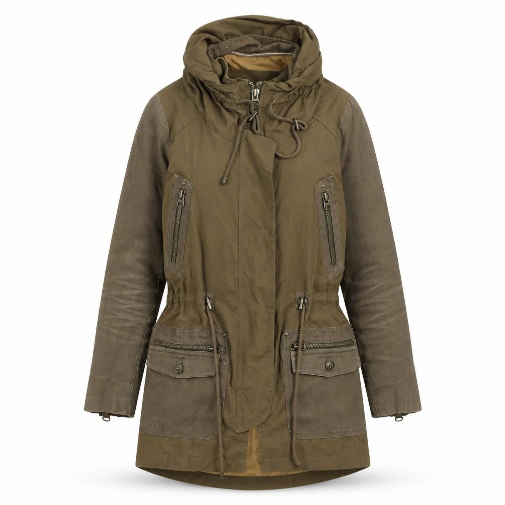 Womens UK Size XS Zara Basic Green Parka Coat