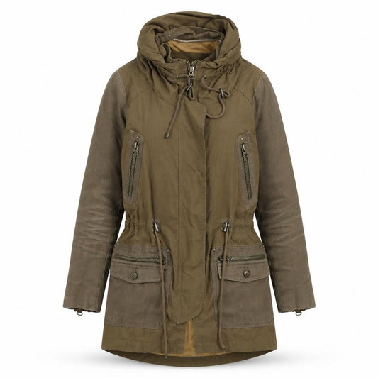 Womens UK Size XS Zara Basic Green Parka Coat