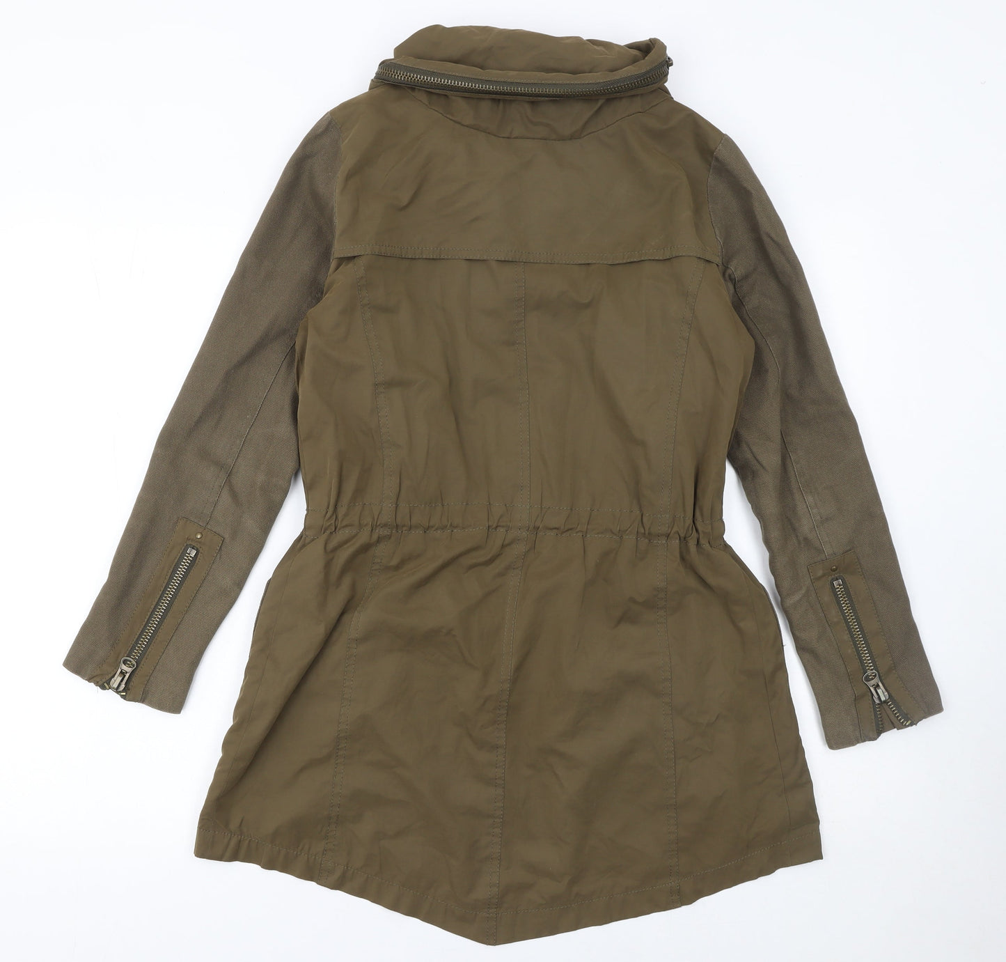 Womens UK Size XS Zara Basic Green Parka Coat
