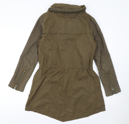 Womens UK Size XS Zara Basic Green Parka Coat