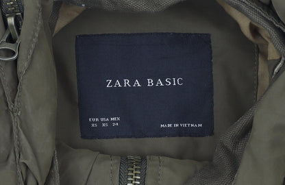 Womens UK Size XS Zara Basic Green Parka Coat