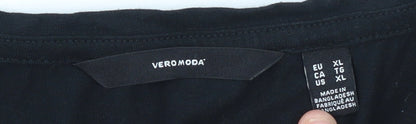 Womens UK Size XL VERO MODA Black Basic T-Shirt